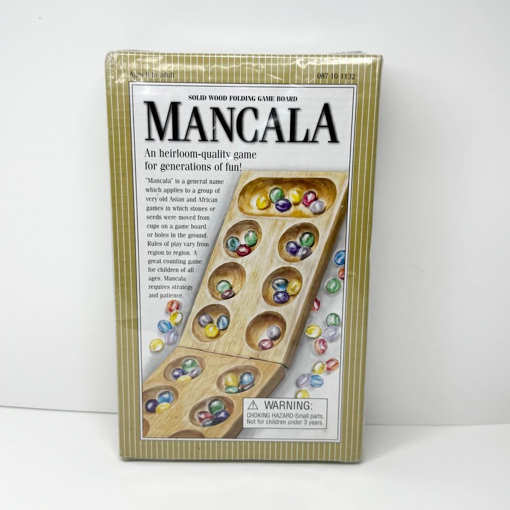 Vintage 2005 Target Mancala Solid Wood Folding Board Game with Glass Gem
